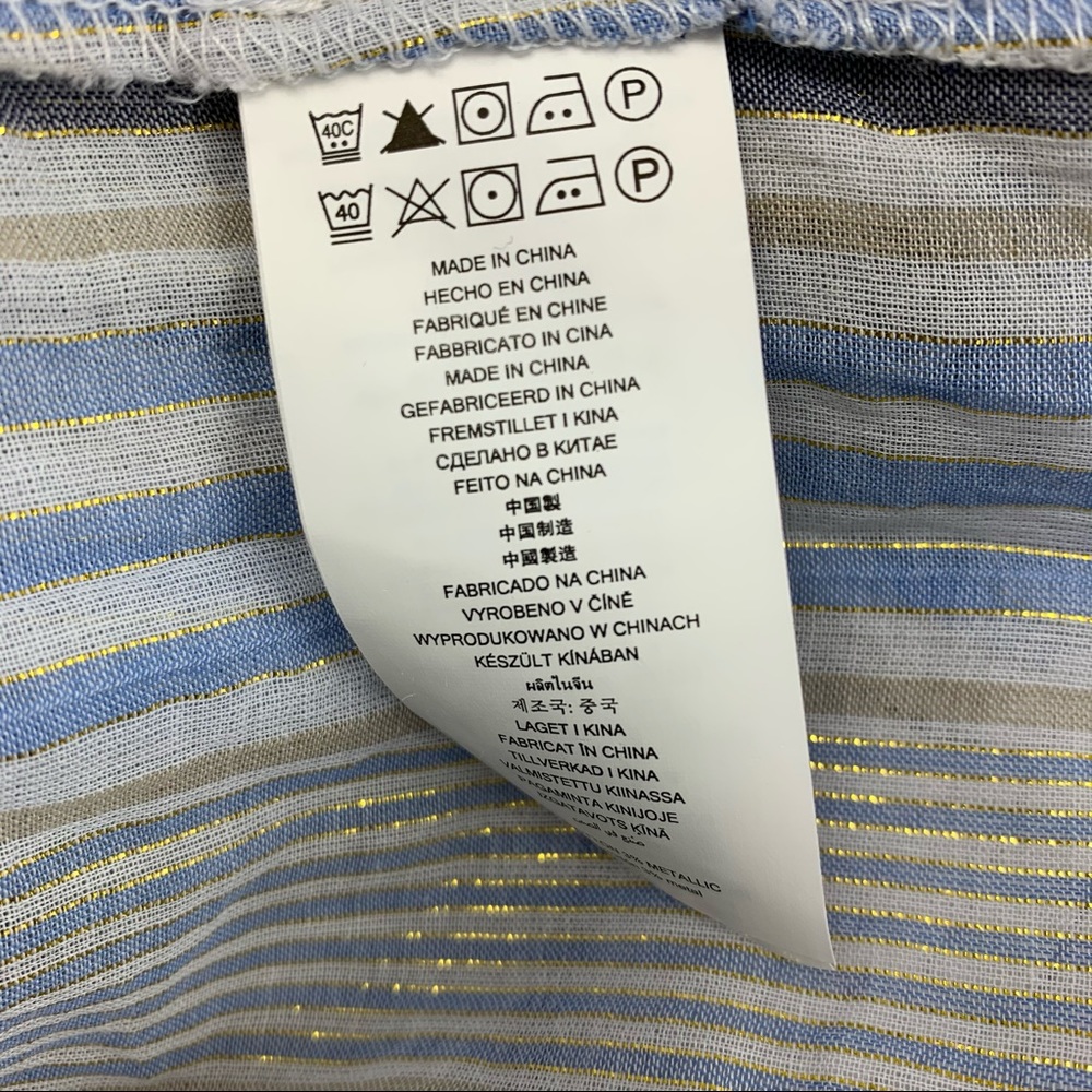 Micheal Kors Striped Tie Waist Short Sleeve Shirt - Picture 9 of 9